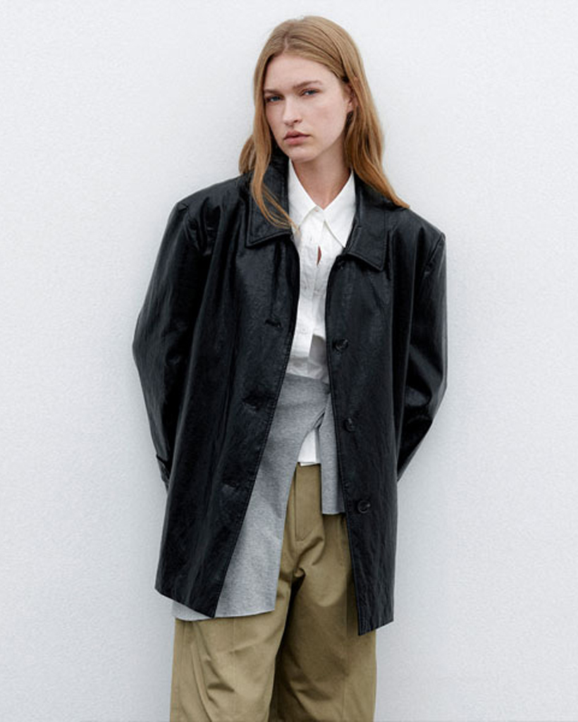 Lamb Vegetable Leather Car Coat (Black) | ファッション通販サイト NUGU