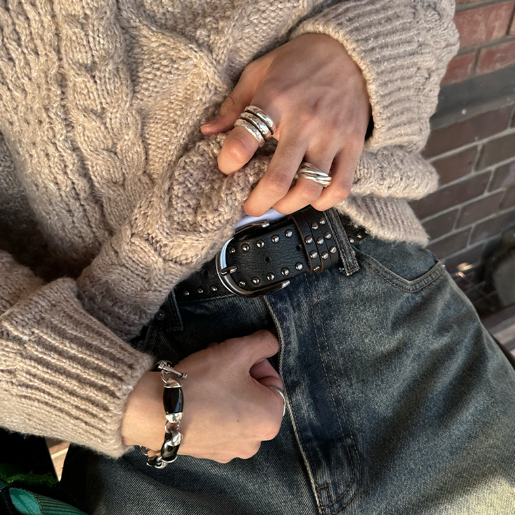 ツーラインスタッズベルト | ファッション通販サイト NUGU