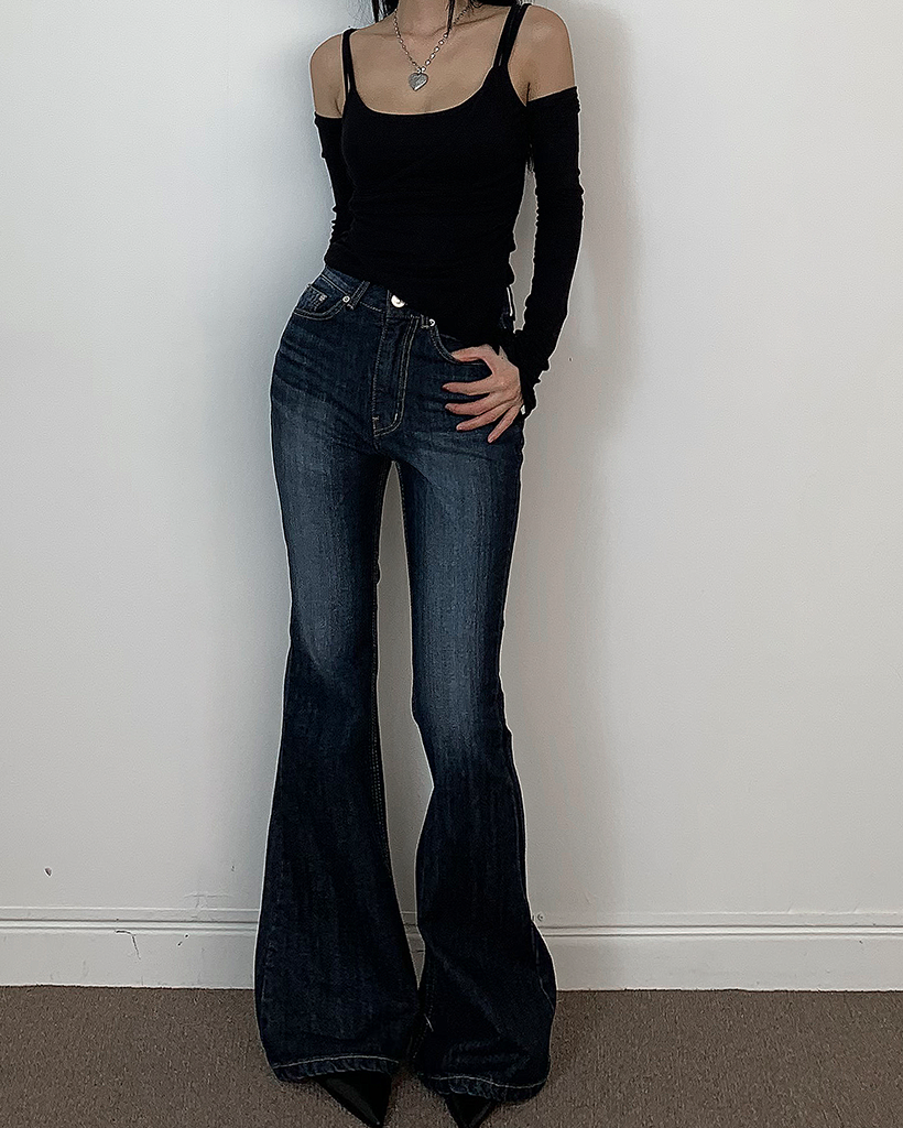 y2kベーシックデニムブーツカットパンツ | ファッション通販サイト NUGU