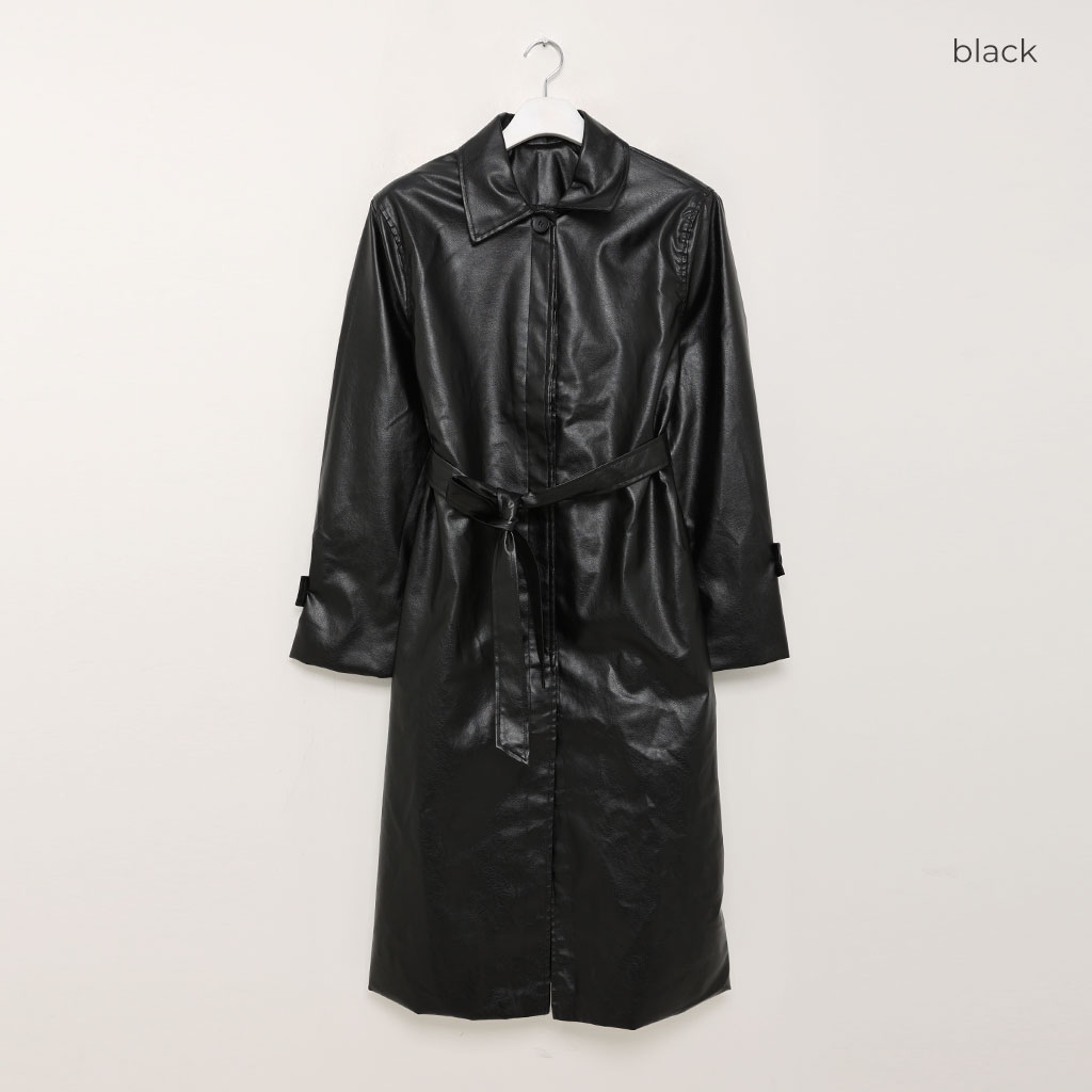 フェイクレザーシングルトレンチコート | ファッション通販サイト NUGU