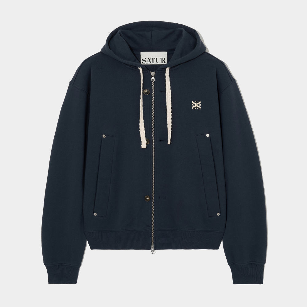 Teo Cotton All Day Hood Zip-Up - Classic Navy | ファッション通販