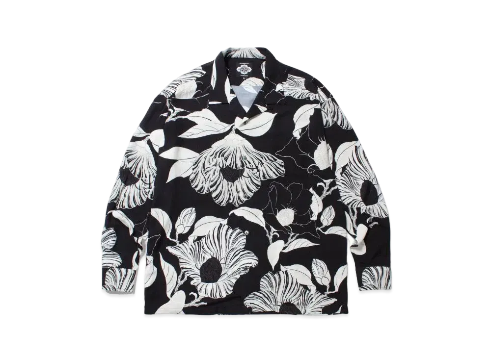 3/30発売｜GAKKIN × BUDSPOOL 廻り花 / 渦軍鶏 L/S Hawaiian Shirt