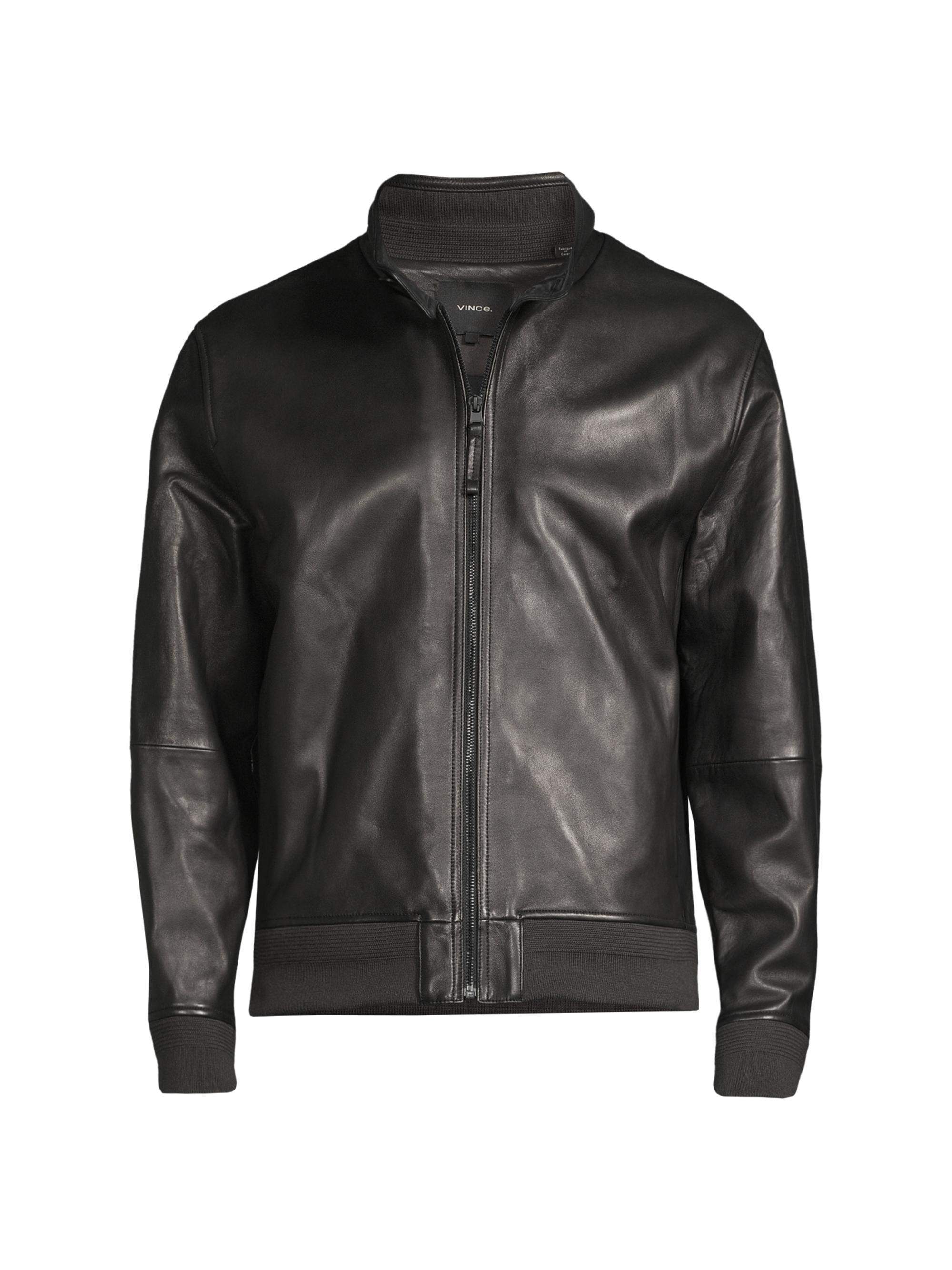 Frame Zip-Front Leather Bomber Jacket | Saks Fifth Avenue