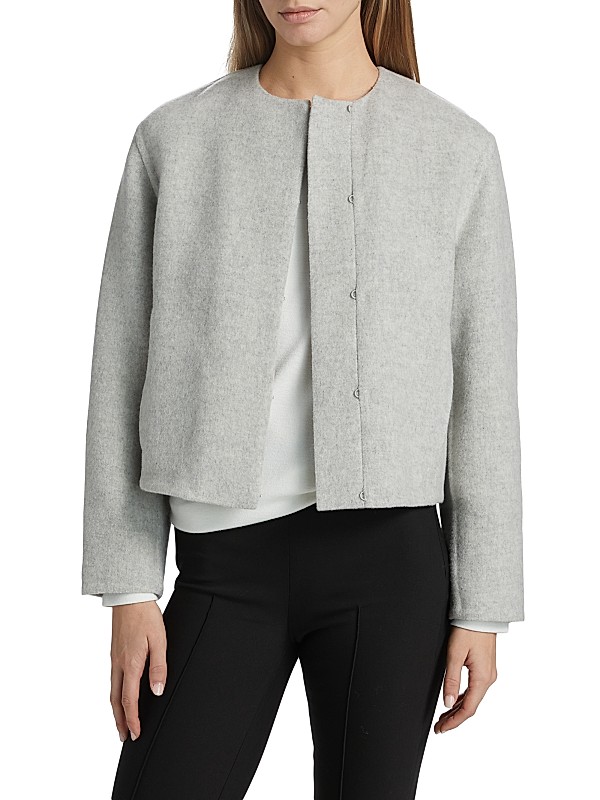 Vince Double Wool Collarless Jacket | Saks Fifth Avenue
