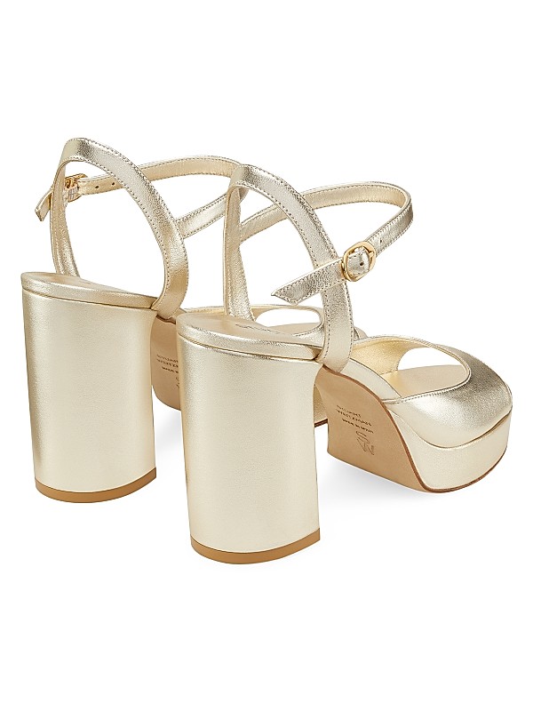 Stuart Weitzman Dayna II 100MM Metallic Leather Platform Sandals