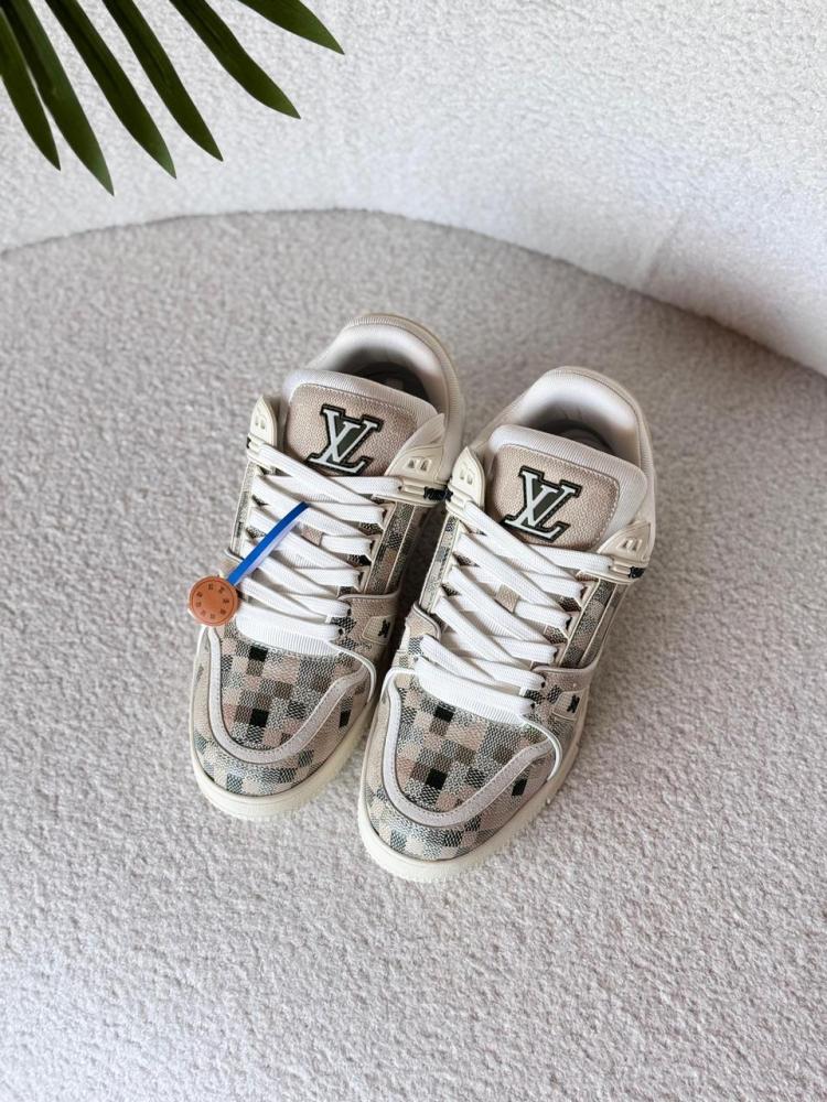 Louis Vuitton LV Trainer Men's Pixel Sneakers in Neutral Colors