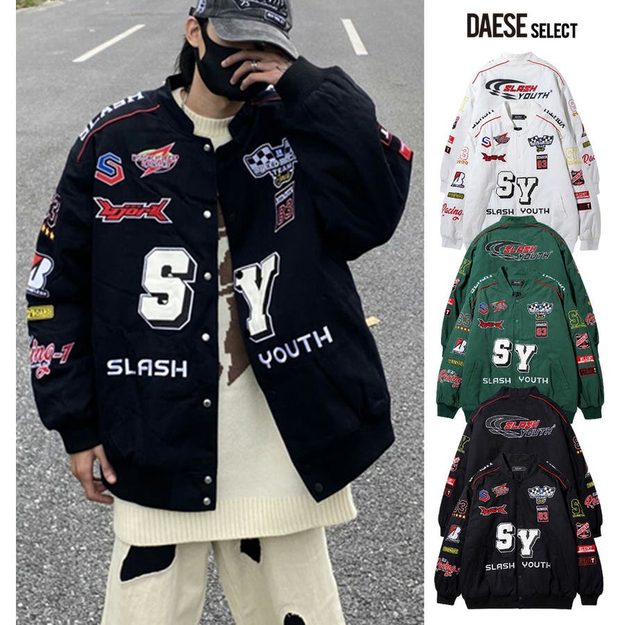 刺繍ワッペンレーシングジャケット 全3色 レーサージャケット[品番