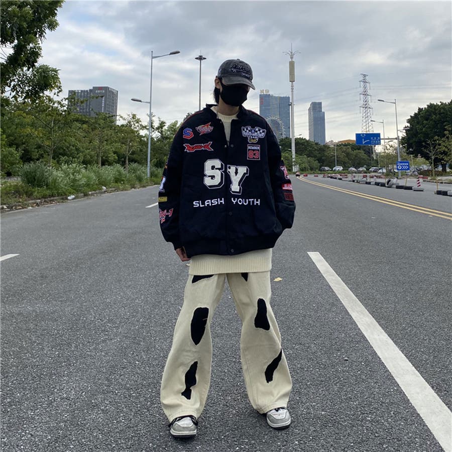 刺繍ワッペンレーシングジャケット 全3色 レーサージャケット[品番