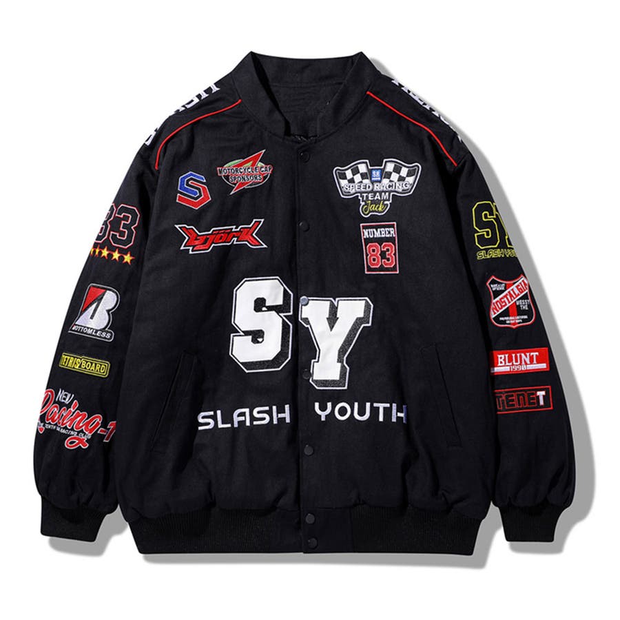 刺繍ワッペンレーシングジャケット 全3色 レーサージャケット[品番