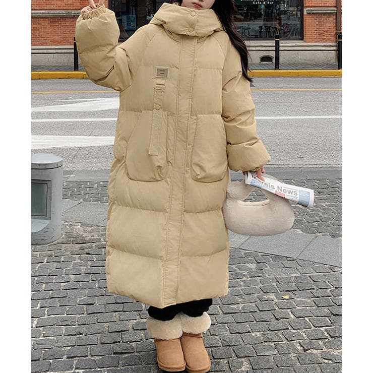 フェイクダウンコート中綿入りロングコート[品番：AGCW0005977