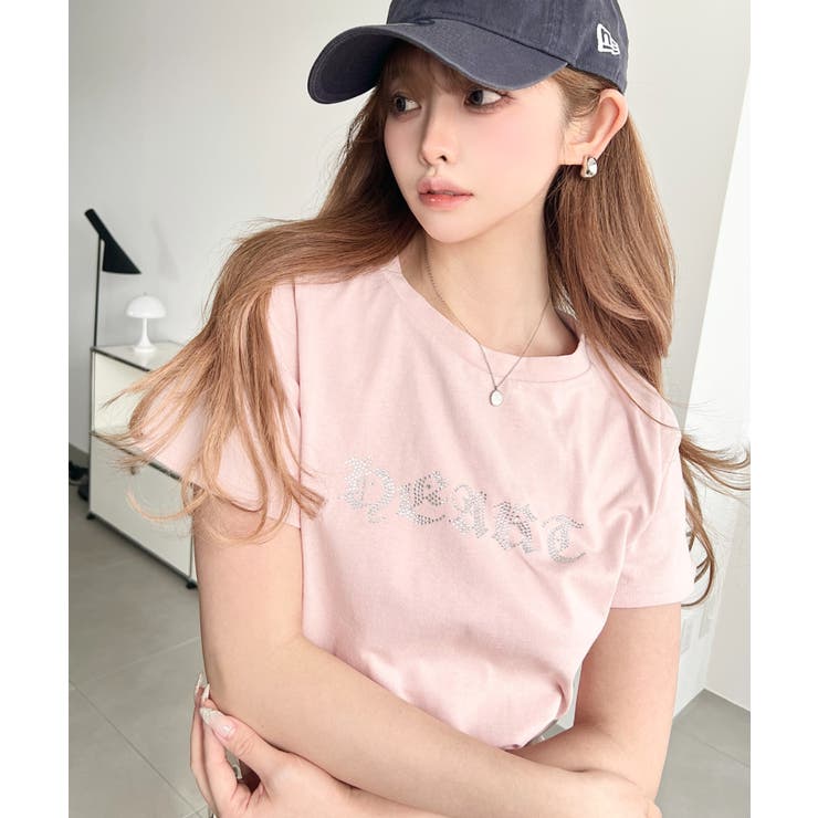 ラインストーンロゴ半袖Tシャツ[品番：ERMW0000207]｜moment+