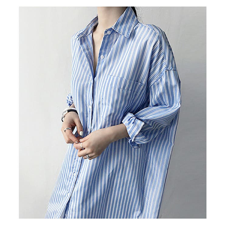 ストライプ ロングシャツ シャツ[品番：MSDL0001655]｜maison de LATIR