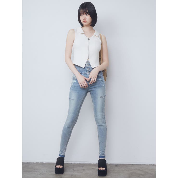 アシンメトリーレースアップハイウエストパギンス[品番：MKSW0058643