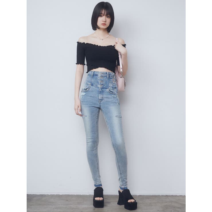 アシンメトリーレースアップハイウエストパギンス[品番：MKSW0058643