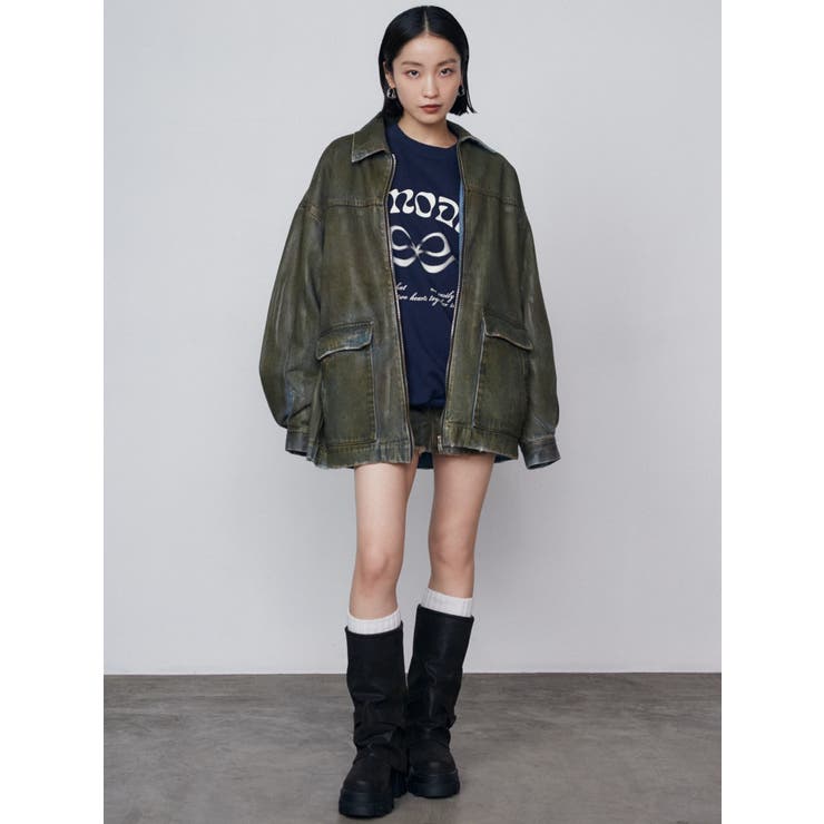 ヴィンテージライクオーバーデニムブルゾン[品番：MKSW0061565]｜EMODA