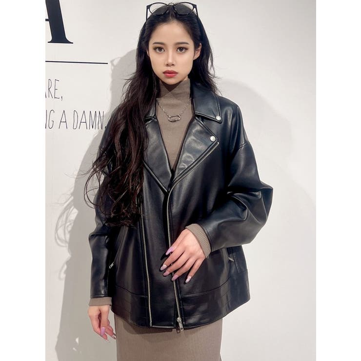 フェイクレザービックライダースジャケット[品番：MKSW0046394]｜GYDA