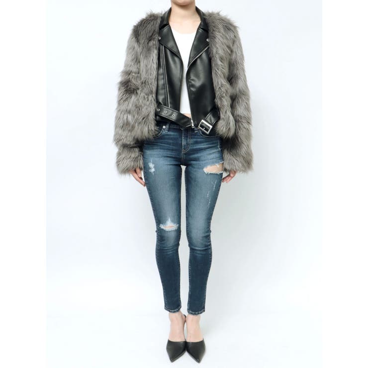 レイヤードエコファーライダースジャケット[品番：MKSW0060397]｜GYDA