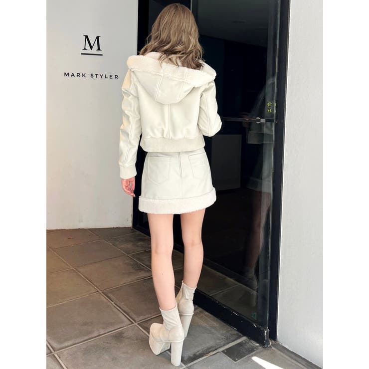 フーディーフェイクレザーボアコート【SETUP着用可】[品番