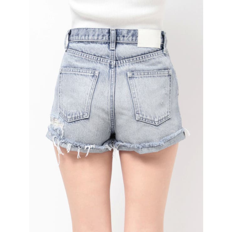 ジャストウエストダメージデニムショートパンツ[品番：MKSW0054804
