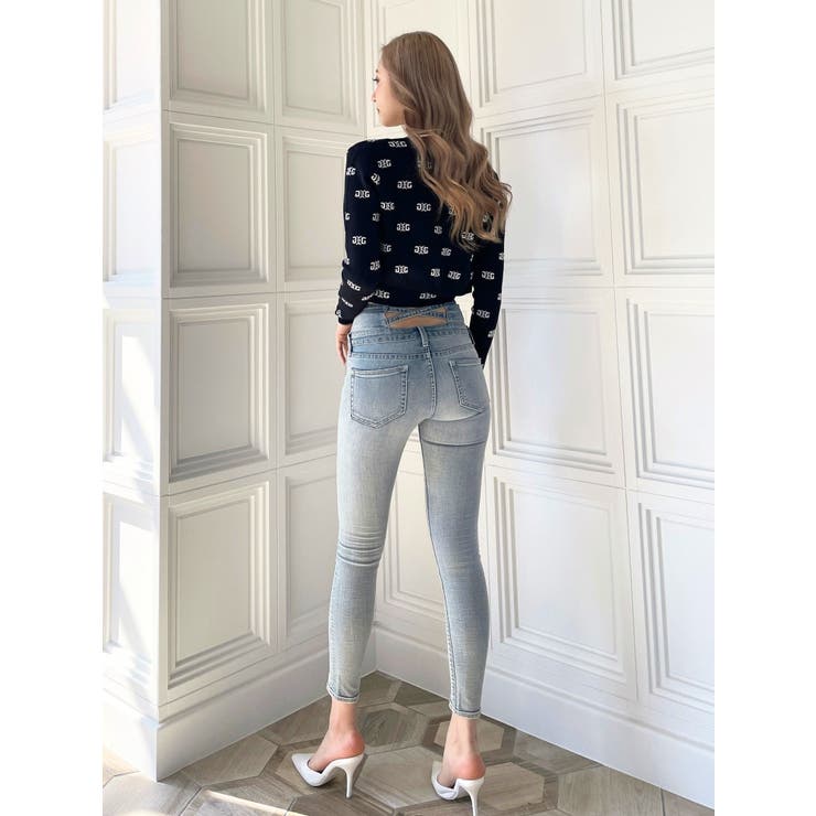 ハイウエストウエストクロススキニーデニムパンツ[品番：MKSW0056221