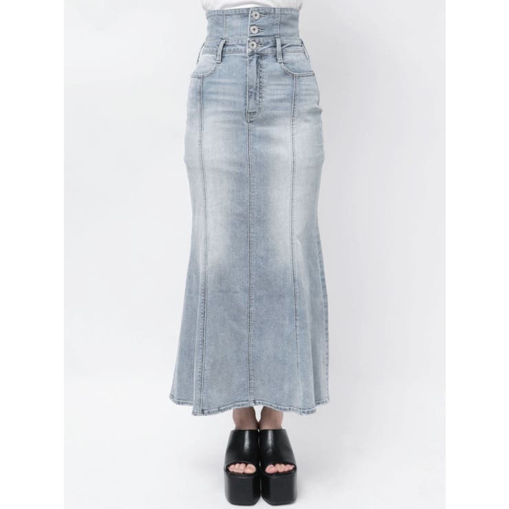 ハイウエストBACKクロスマーメイドデニムスカート[品番：MKSW0064915
