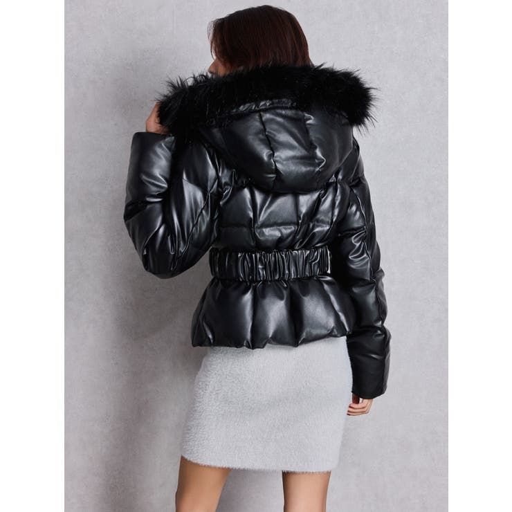 GDベルト付きフェイクレザーショートダウンコート[品番：MKSW0066481