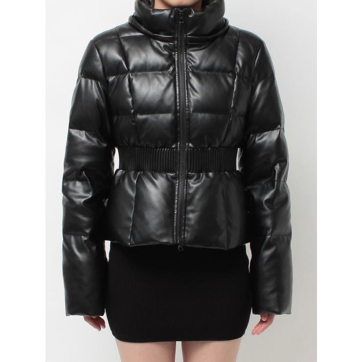 GDベルト付きフェイクレザーショートダウンコート[品番：MKSW0066481