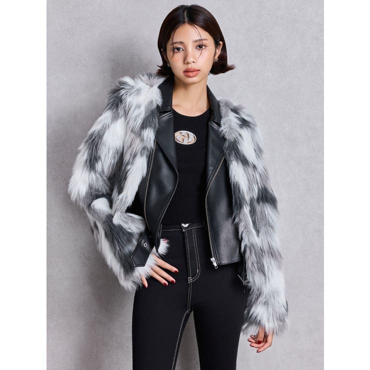 レイヤードエコファーライダースジャケット[品番：MKSW0066487]｜GYDA