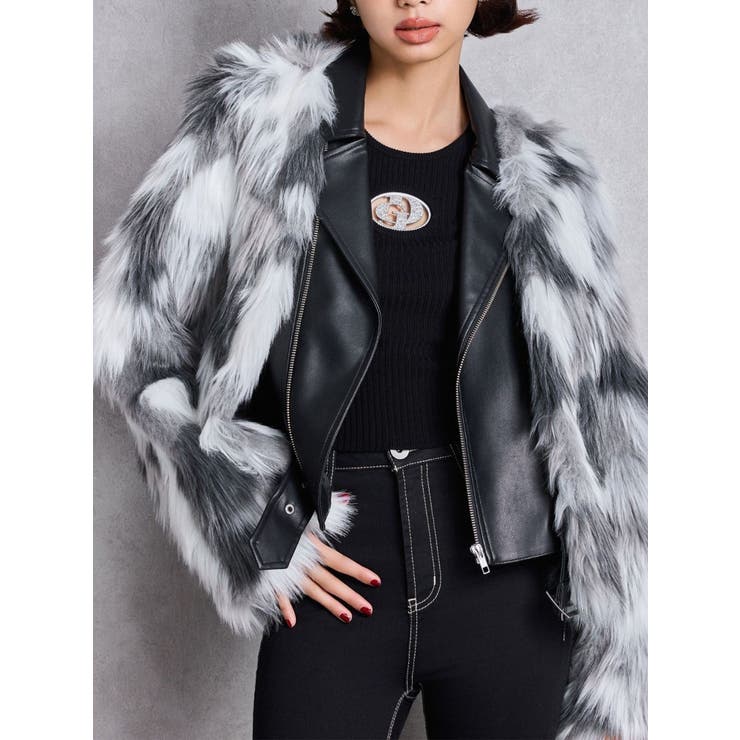 レイヤードエコファーライダースジャケット[品番：MKSW0066487]｜GYDA