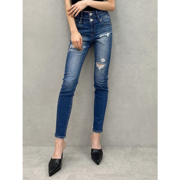 Wウエストダメージスキニーデニムパンツ[品番：MKSW0062435]｜GYDA