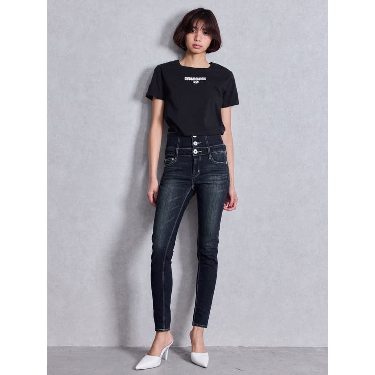 ハイウエストウエストクロススキニーデニムパンツ[品番：MKSW0062668