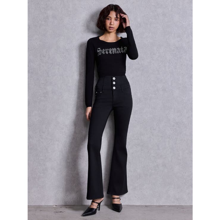 ハイウエストBACKクロスフレアパンツ[品番：MKSW0068681]｜GYDA