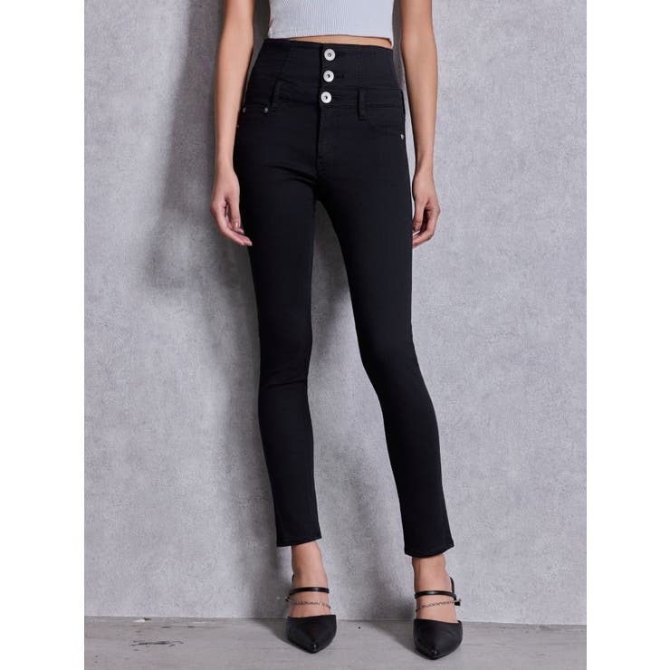 ハイウエストウエストクロススキニーデニムパンツ[品番：MKSW0068676