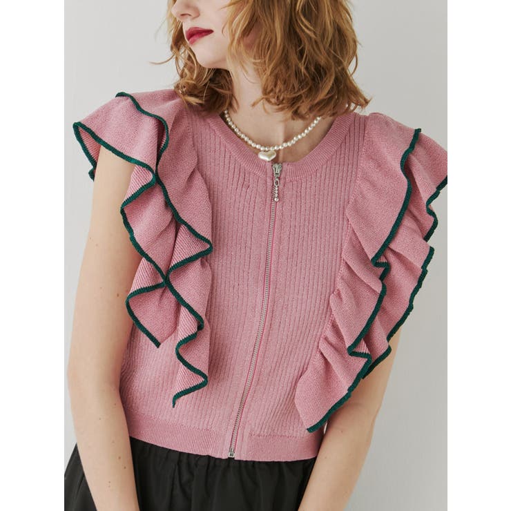 ZIPフリルラメニット[品番：MKSW0057293]｜jouetie（ジュエティ）の