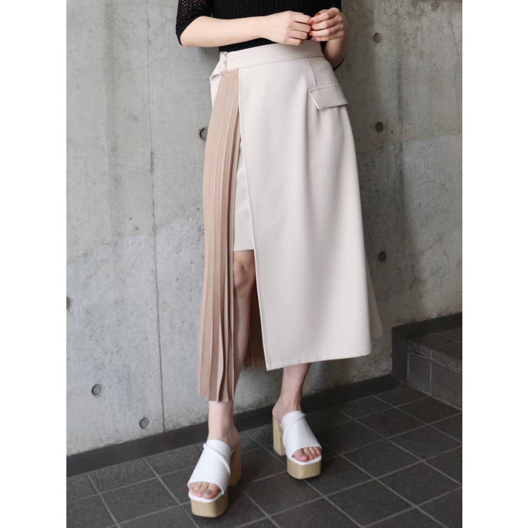 プリーツアシメラップスカート[品番：MKSW0042770]｜MURUA（ムルーア