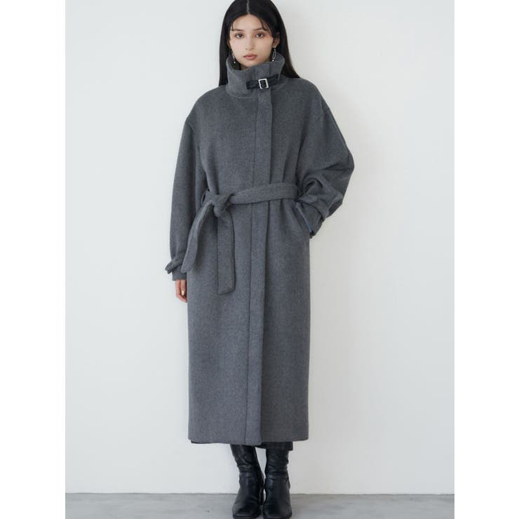 スタンドカラージップウール混コート[品番：MKSW0060528]｜MURUA