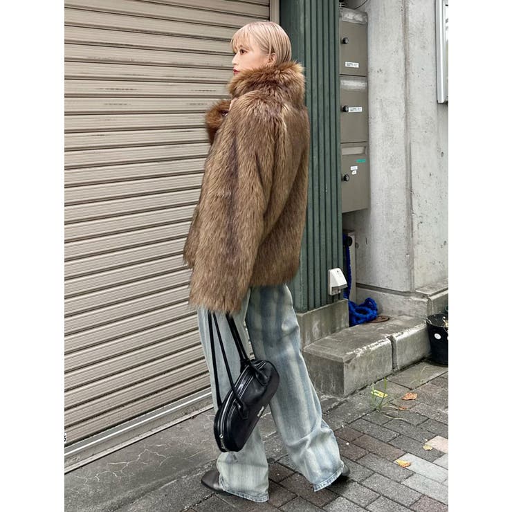 フェイクファーラインジャガードコート[品番：MKSW0060529]｜MURUA