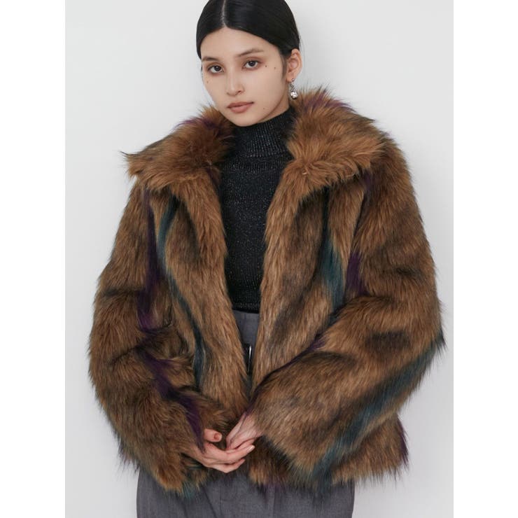 フェイクファーラインジャガードコート[品番：MKSW0060529]｜MURUA