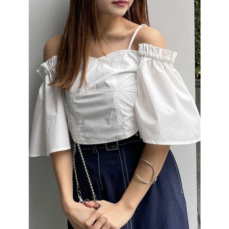 オフショルクロップドブラウス[品番：MKSW0059303]｜MURUA（ムルーア