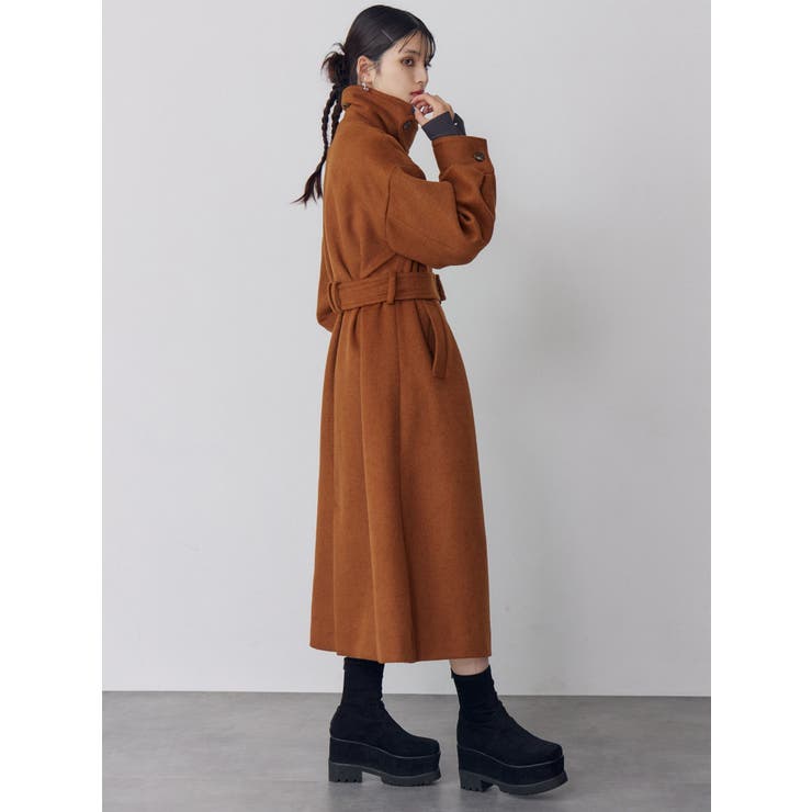 スタンドネックダブルカラーコート[品番：MKSW0067096]｜MURUA