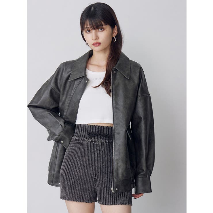 ヴィンテージフェイクレザーブルゾン[品番：MKSW0067022]｜MURUA