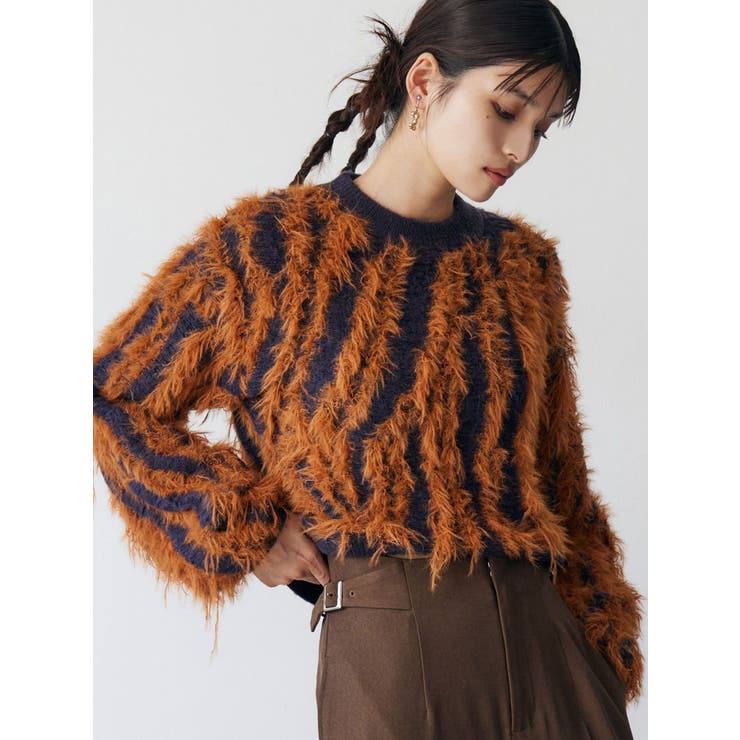 バイカラーシャギーニット[品番：MKSW0066464]｜MURUA（ムルーア）の