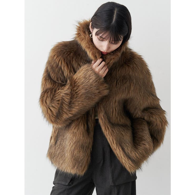 フェイクファーラインジャガードコート[品番：MKSW0067519]｜MURUA