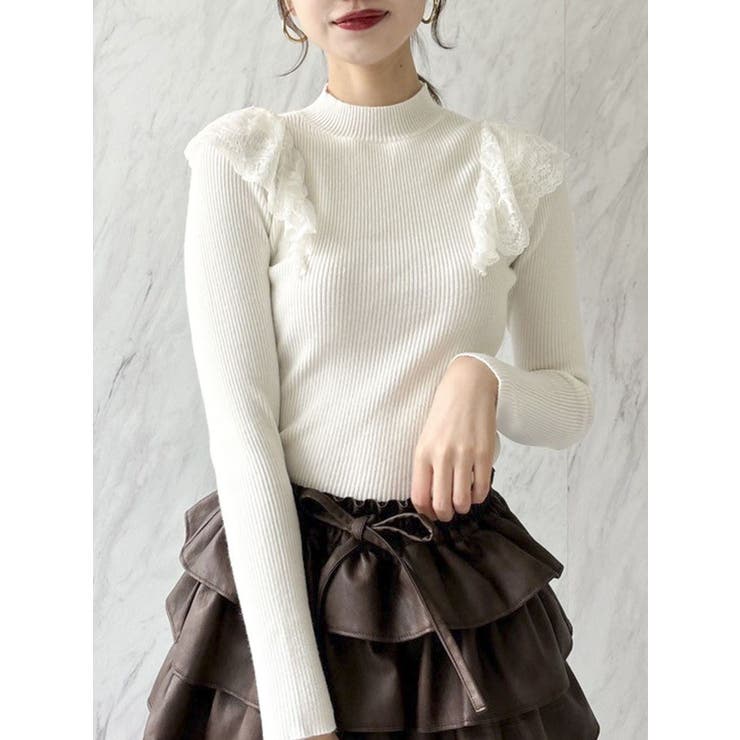 バックオープンフリルニットプルオーバー[品番：MKSW0061005]｜dazzlin