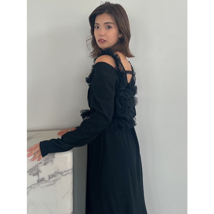 チュールギャザービスチェカットワンピース[品番：MKSW0056164