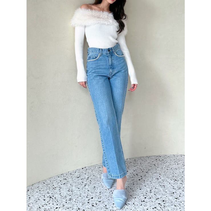 パールポイントデニムパンツ[品番：MKSW0059478]｜RESEXXY（リゼクシー