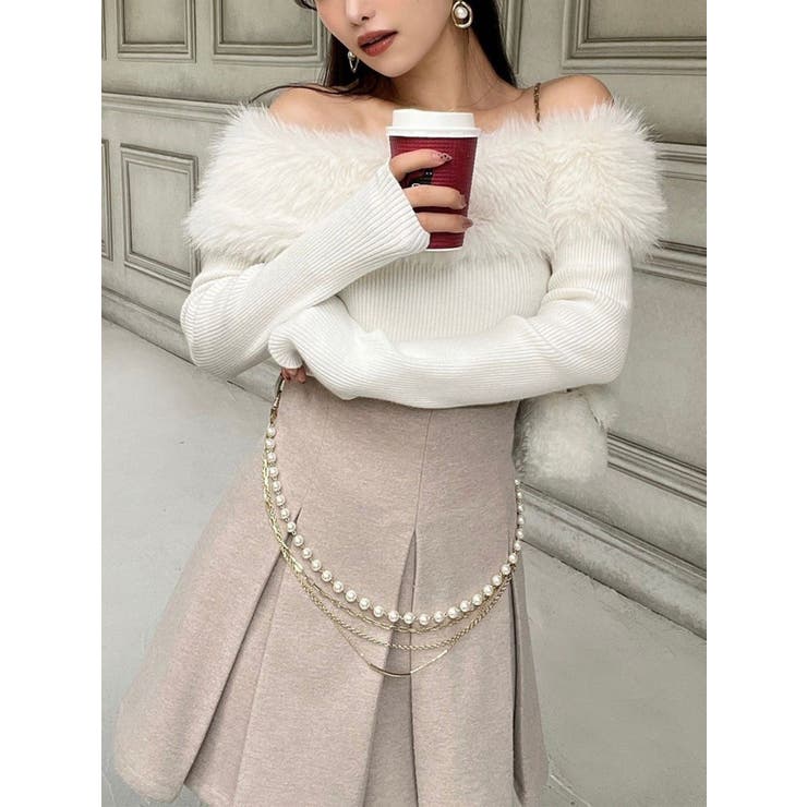 フェイクファーオフショルニットトップス[品番：MKSW0061331]｜RESEXXY