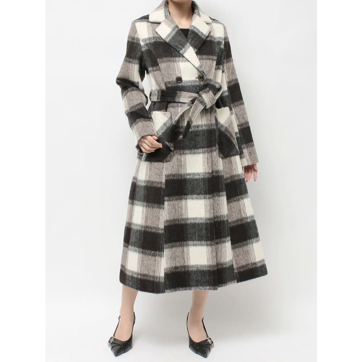 ミディレングスシャギーチェックコート[品番：MKSW0066898]｜RESEXXY