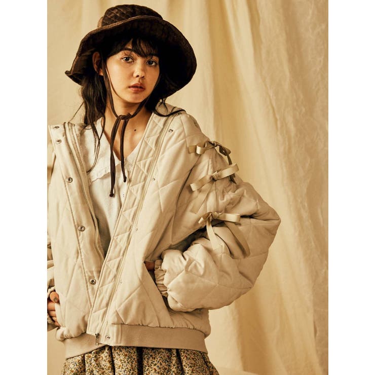 リボンキルティングジャケット[品番：MKSW0034988]｜merry jenny