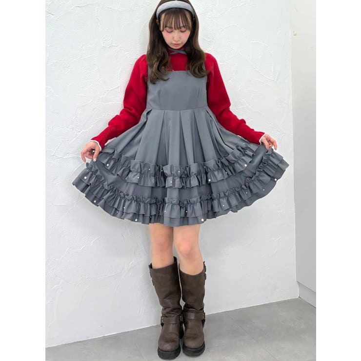 ミニフリルノースリーブワンピース[品番：MKSW0066984]｜CALNAMUR